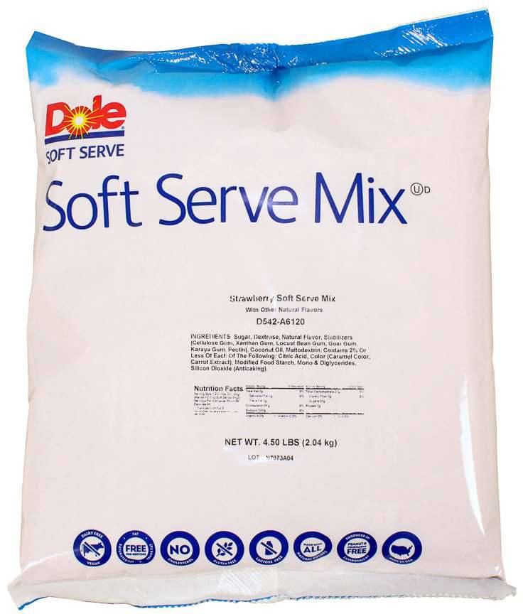 Dole D542-A6120, 4 1/2 Lb. Non-Dairy Strawberry Soft Serve Ice