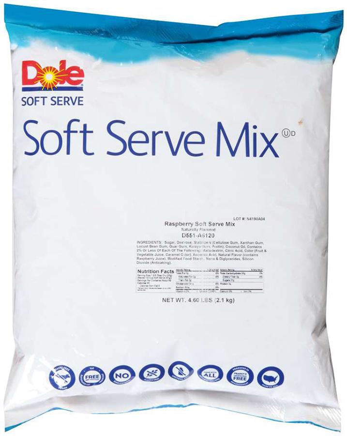 Dole D551-A6120, 4 1/2 Lb. Non-Dairy Raspberry Soft Serve Ice