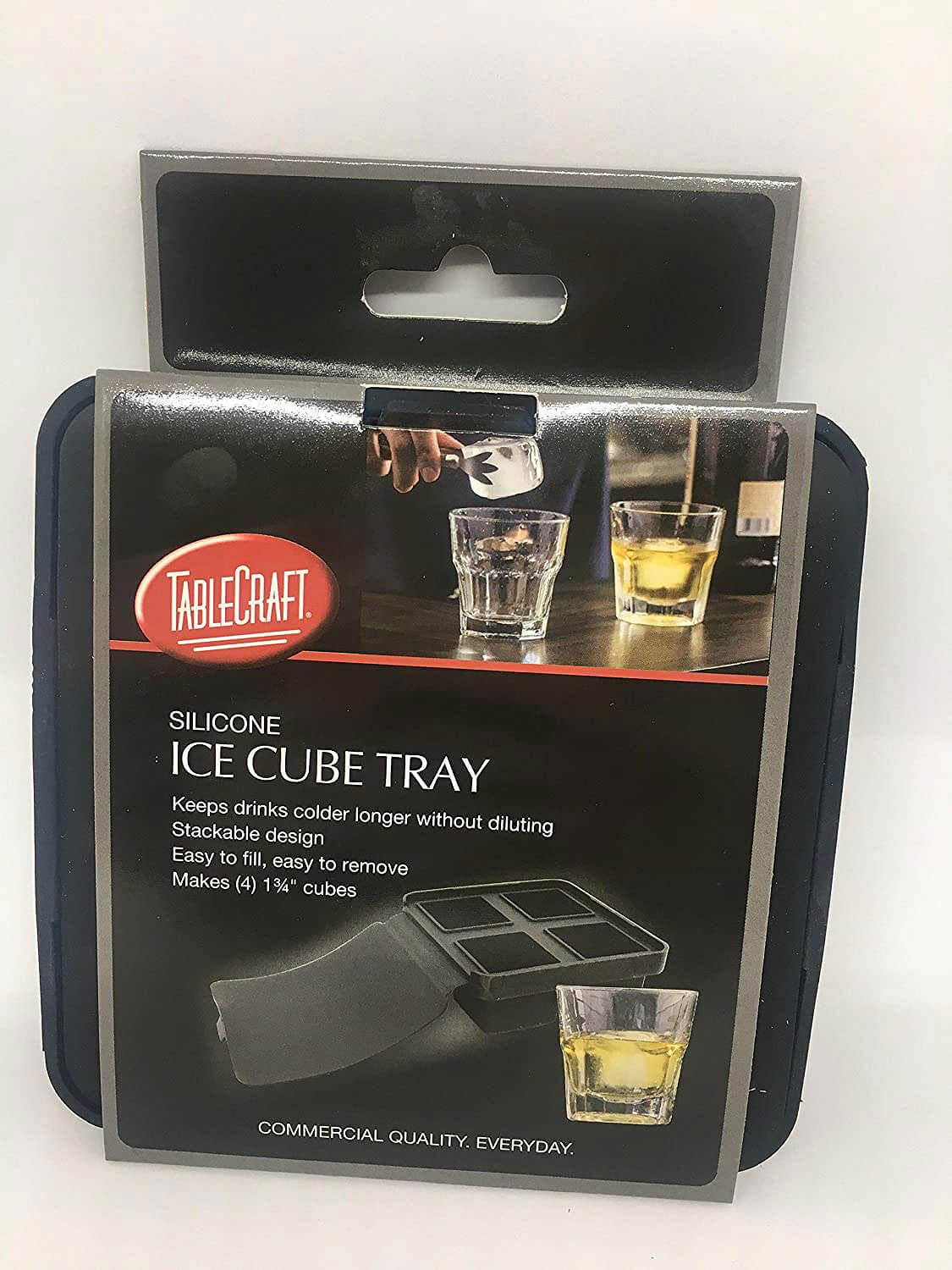 Tablecraft BSST Ice Cube Tray, (4) 1oz Shot Glasses, Black Silicone