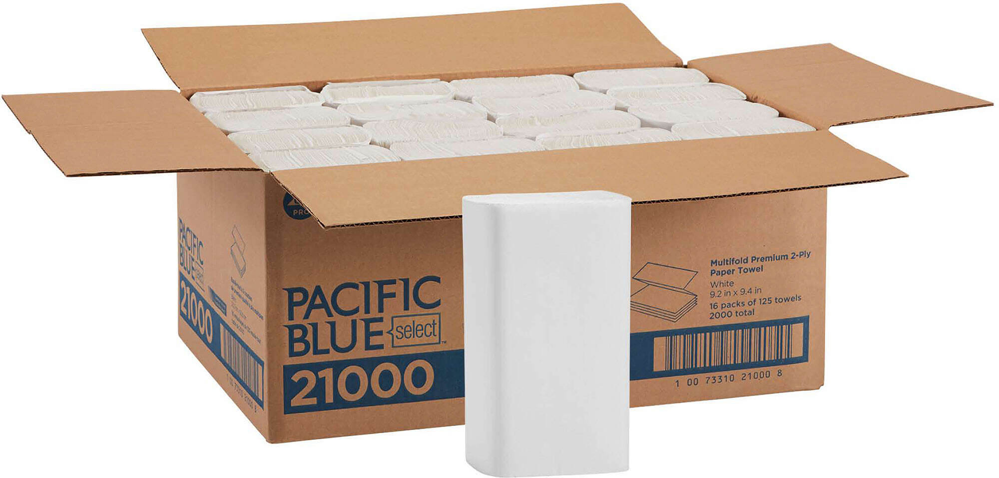 Pacific Blue 21000, 125 Count 2-Ply M-Fold Paper Towels, White (16