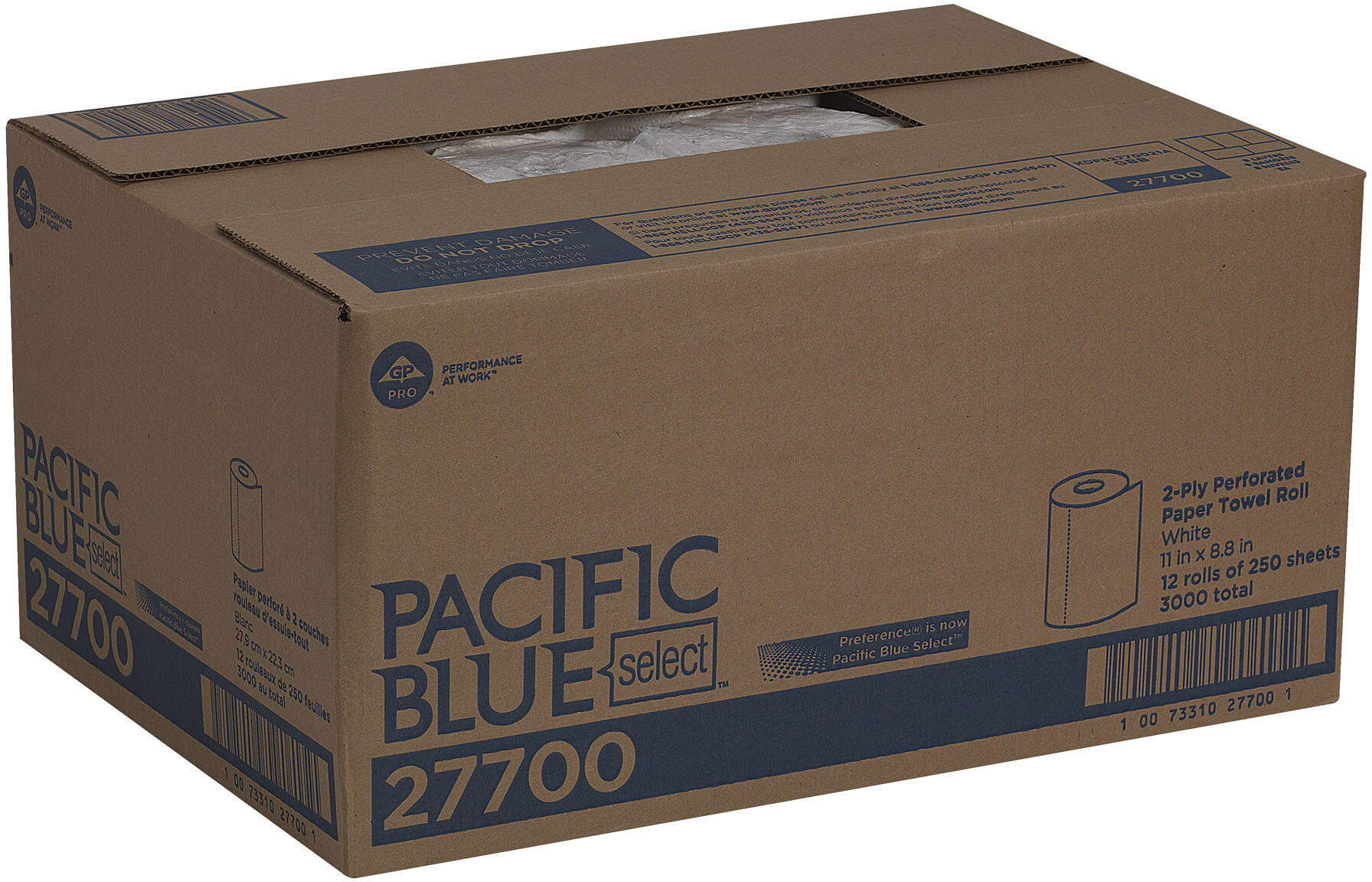 Pacific Blue 27700, 250 Count 2-Ply Perforated Jumbo Paper Towel