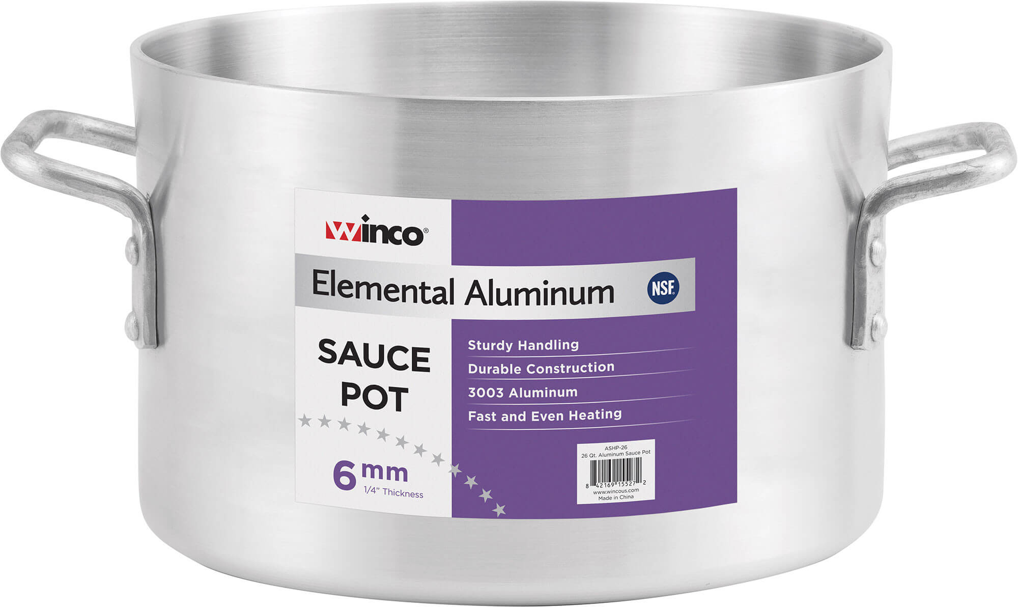 Winco ASHP-34, 34 Qt Heavy Duty Elemental Aluminum Sauce Pot