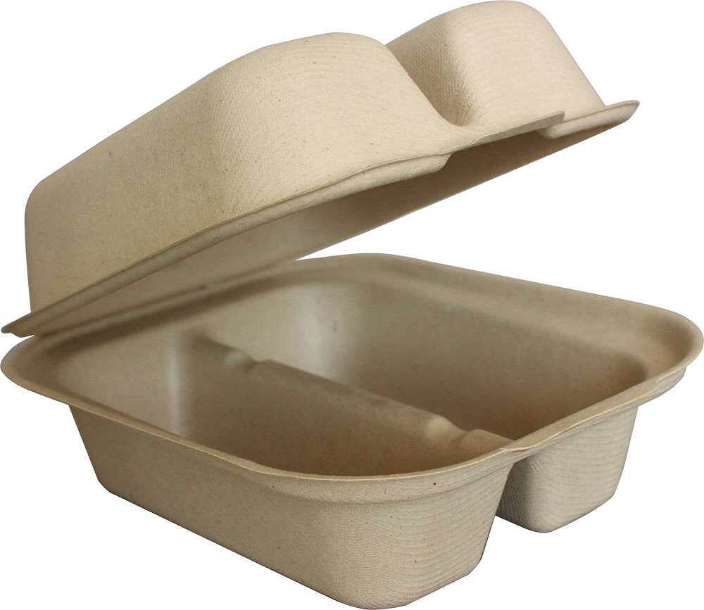 2-Compartment Taco Container Compostable Clamshell Eco-Takeout Box