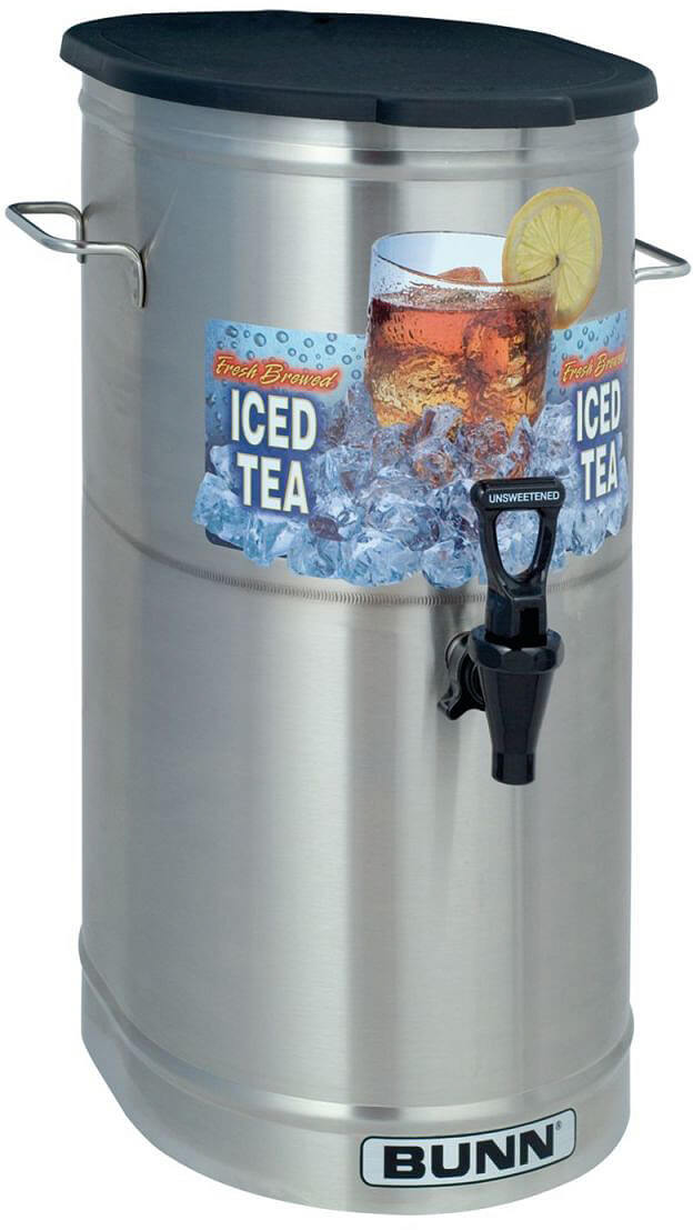 Curtis TC-10H Round Stainless Steel 10 Gallon Iced Tea Dispenser with  Plastic Lid