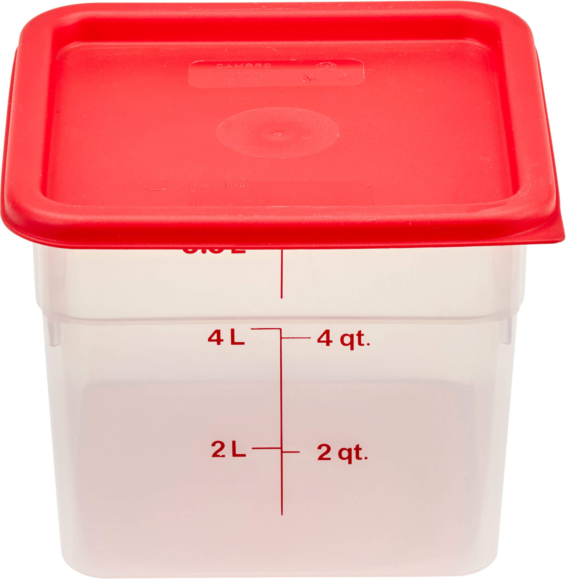 Cambro 6SFSPP190 Translucent Food Container with Lid, 6-Quart, Red