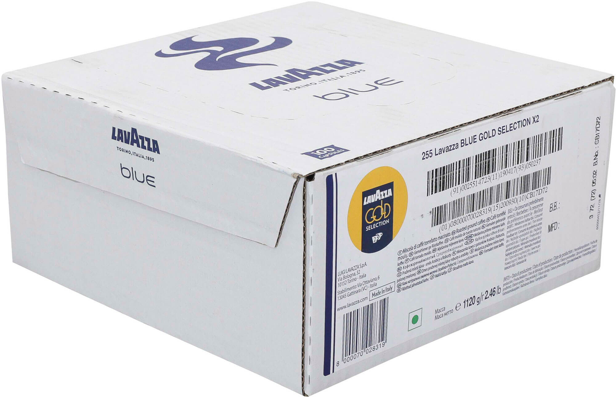 Lavazza Cápsulas Blue x 100 Gold Selection 12 gr (Doble shoot