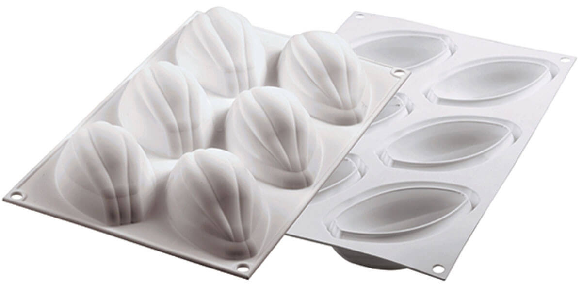 SilikoMart CURVECACAO120, 6-Compartment Flexible Silicone Cacao