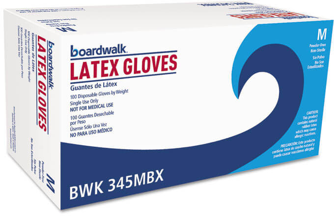 ホワイト Boardwalk BWK345MCT, White Powder-Free Latex Disposable