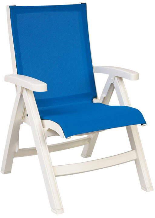 Grosfillex UT097004, Jamaica Folding Sling Chair, Blue / White