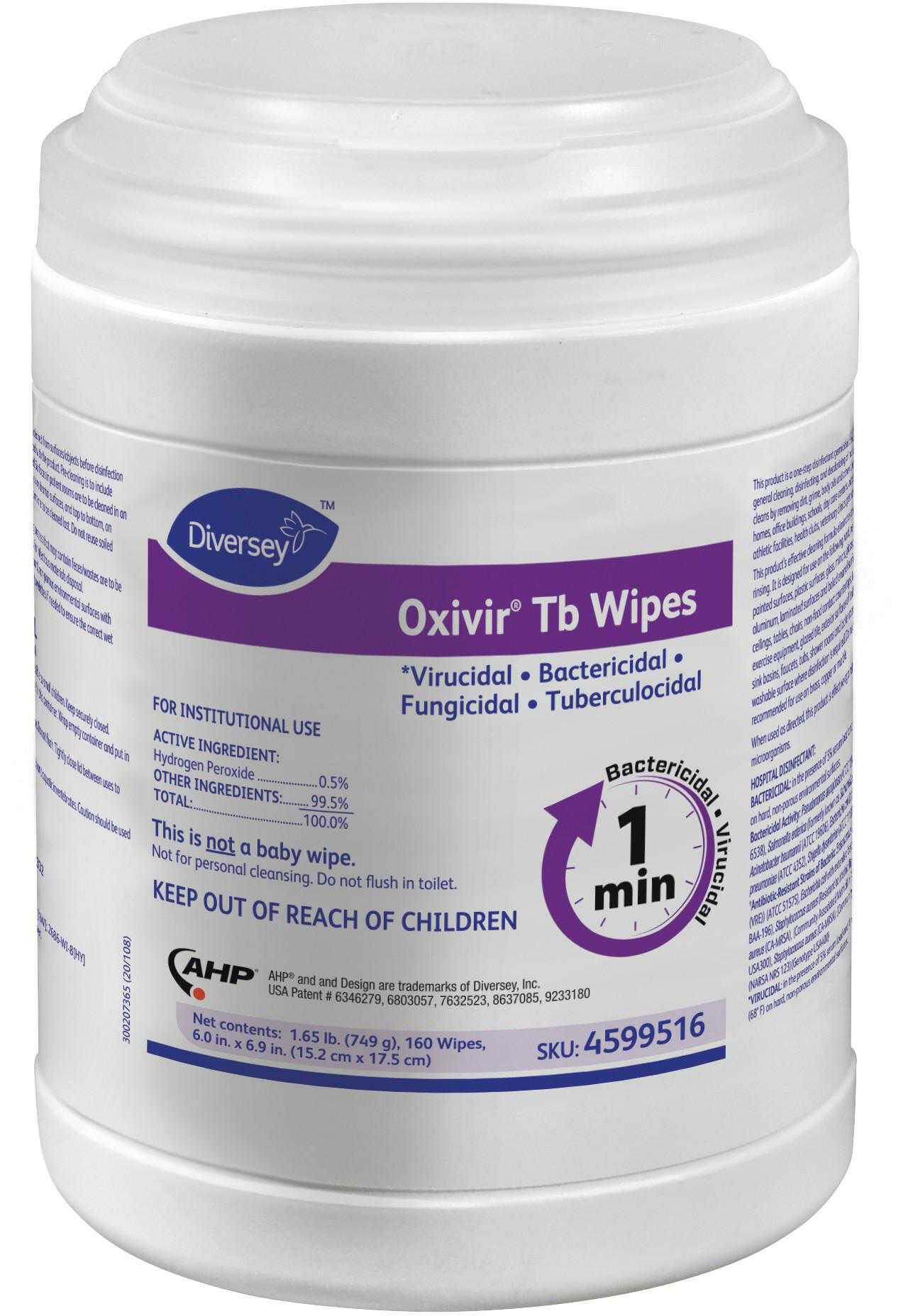Diversey 4599516, 160 Count Oxivir® Disinfecting Wipes (12/case)