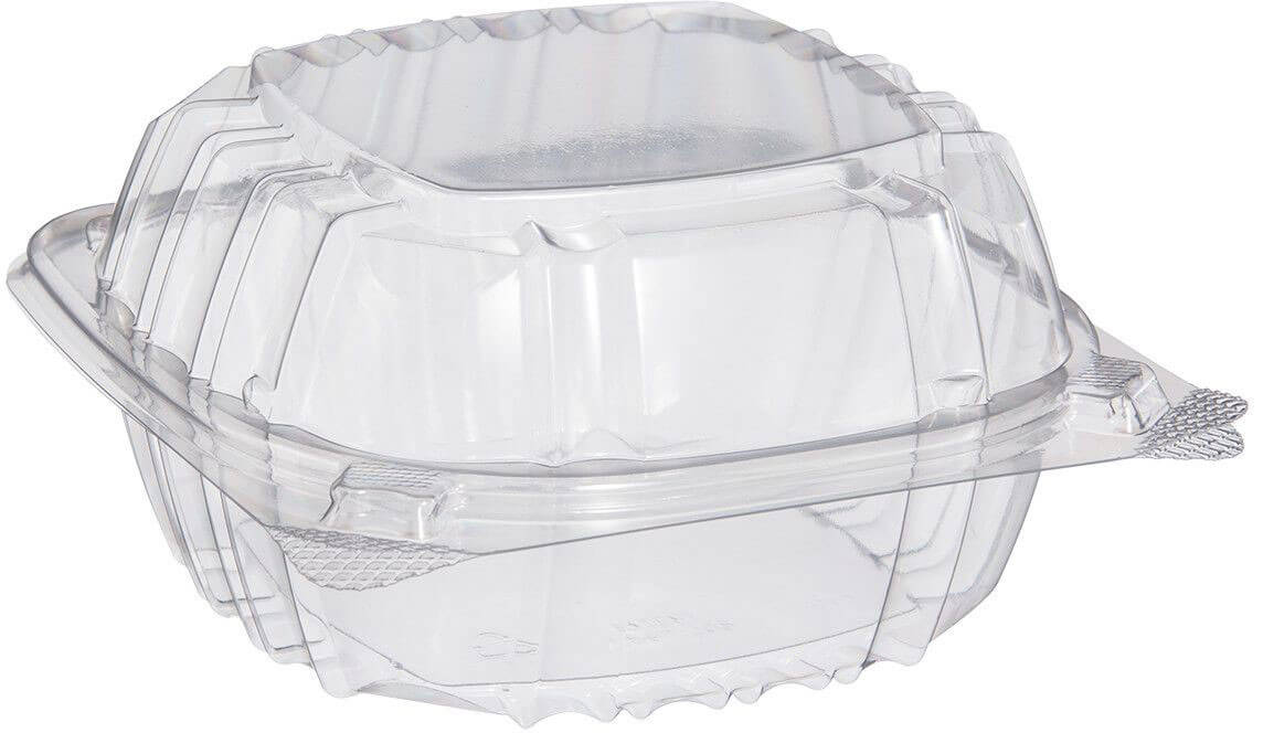 Dart C90PST3 ClearSeal 8 5/16 x 8 5/16 x 3 3 Compartment Hinged Lid  Plastic Container - 250/Case