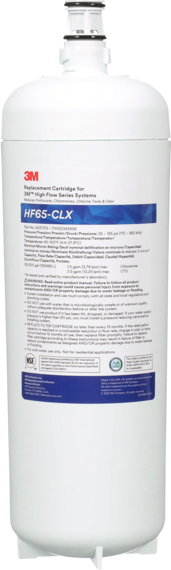 3M Water Filtration HF65-CLX, Replacement Cartridge for HF165-CLX