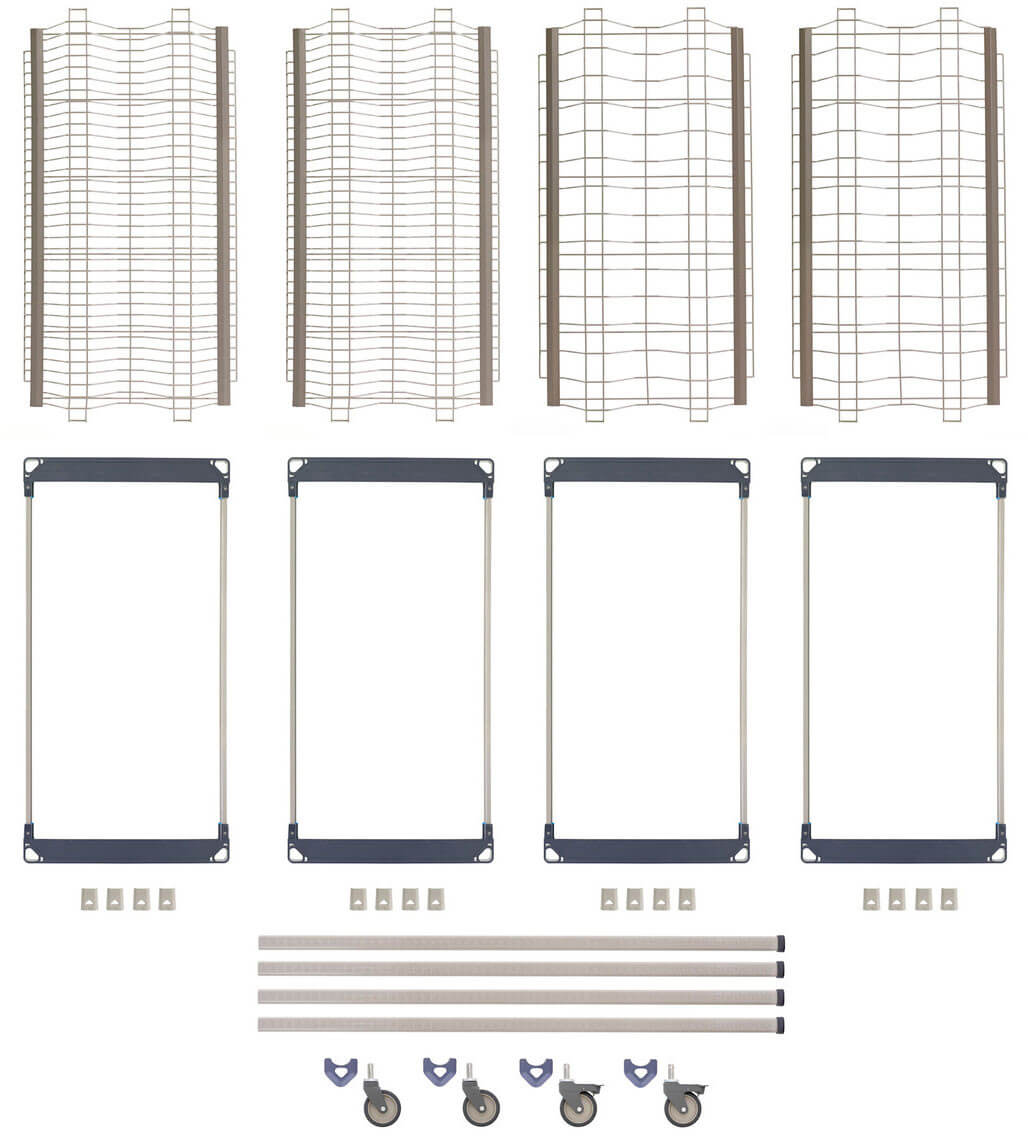 MetroMax i PR48VX4 Mobile Drying Rack with Two Tray Racks and Two