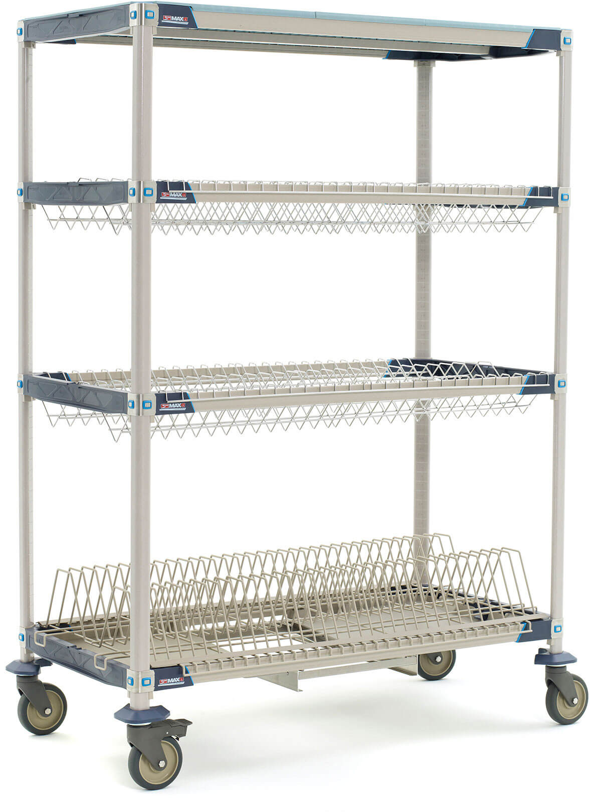 MetroMax i Mobile Drying Rack with Three Tray Racks and Drip Tray - Metro