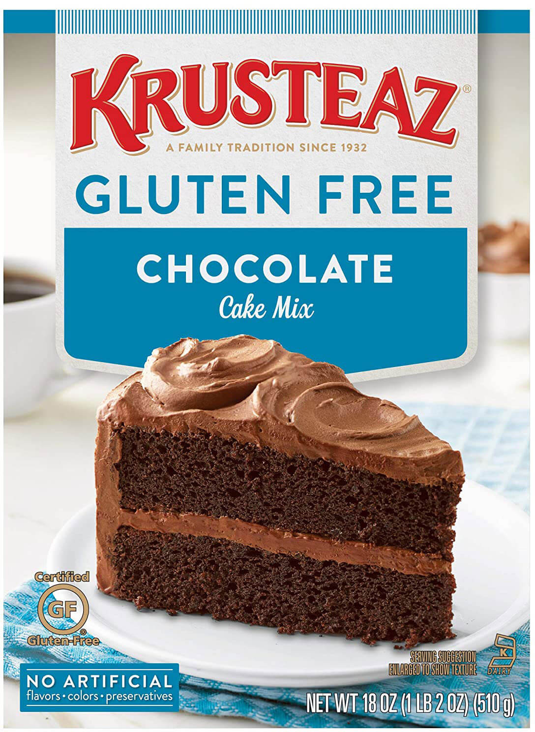 ◯kek Krusteaz 722-4010, 18 oz Gluten-Free Chocolate Cake Mix (8/case)
