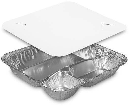 HFAinc 2345-35-250W, 3-Compartment Aluminum Foil To-Go Container w