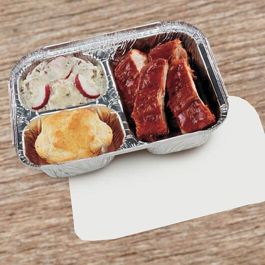 HFAinc 2345-35-250W, 3-Compartment Aluminum Foil To-Go Container w