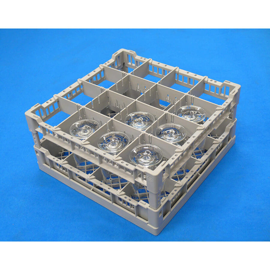 Lamber CC00123, 16 Compartment Glass Washer Rack, Gray