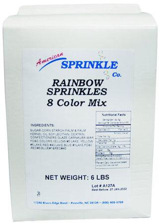 American Sprinkle Co 70003224, 6 Lbs Eight Color Rainbow Sprinkles