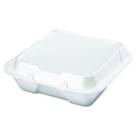Genpak SN203-WHT 9 1/4 x 9 1/4 x 3 White Large 3-Compartment Foam  Snap-It Hinged Lid Container - 100/Pack