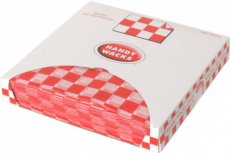 Handy Wacks FDP12RC 12x12 Inch Red/White Checkered Pattern Wax Deli Paper Sheets 1000 Sheet Pack 